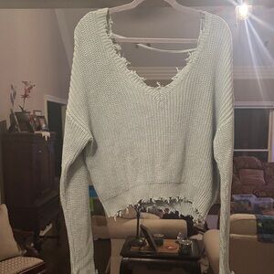 Forever 21 V-Neck Sweater in Light Green